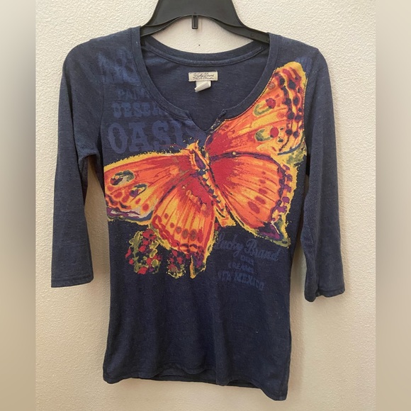 Lucky Brand Tops - Lucky Brand Butterfly Graphic 3/4 Sleeve Top